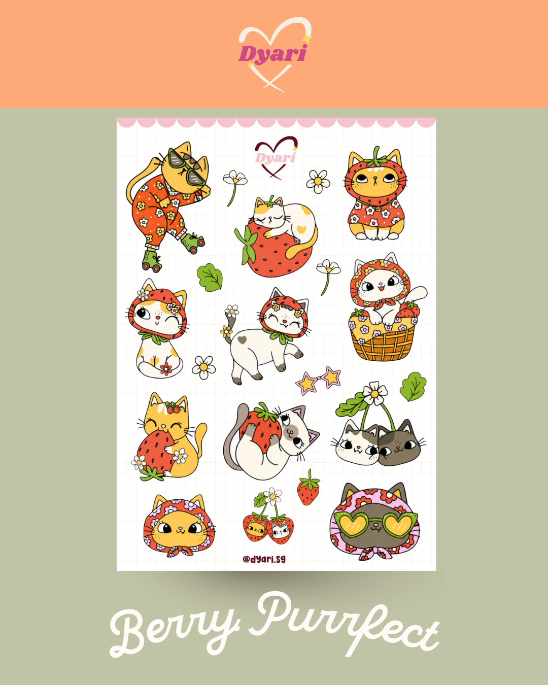 Sticker Sheet: Berry Purrfect