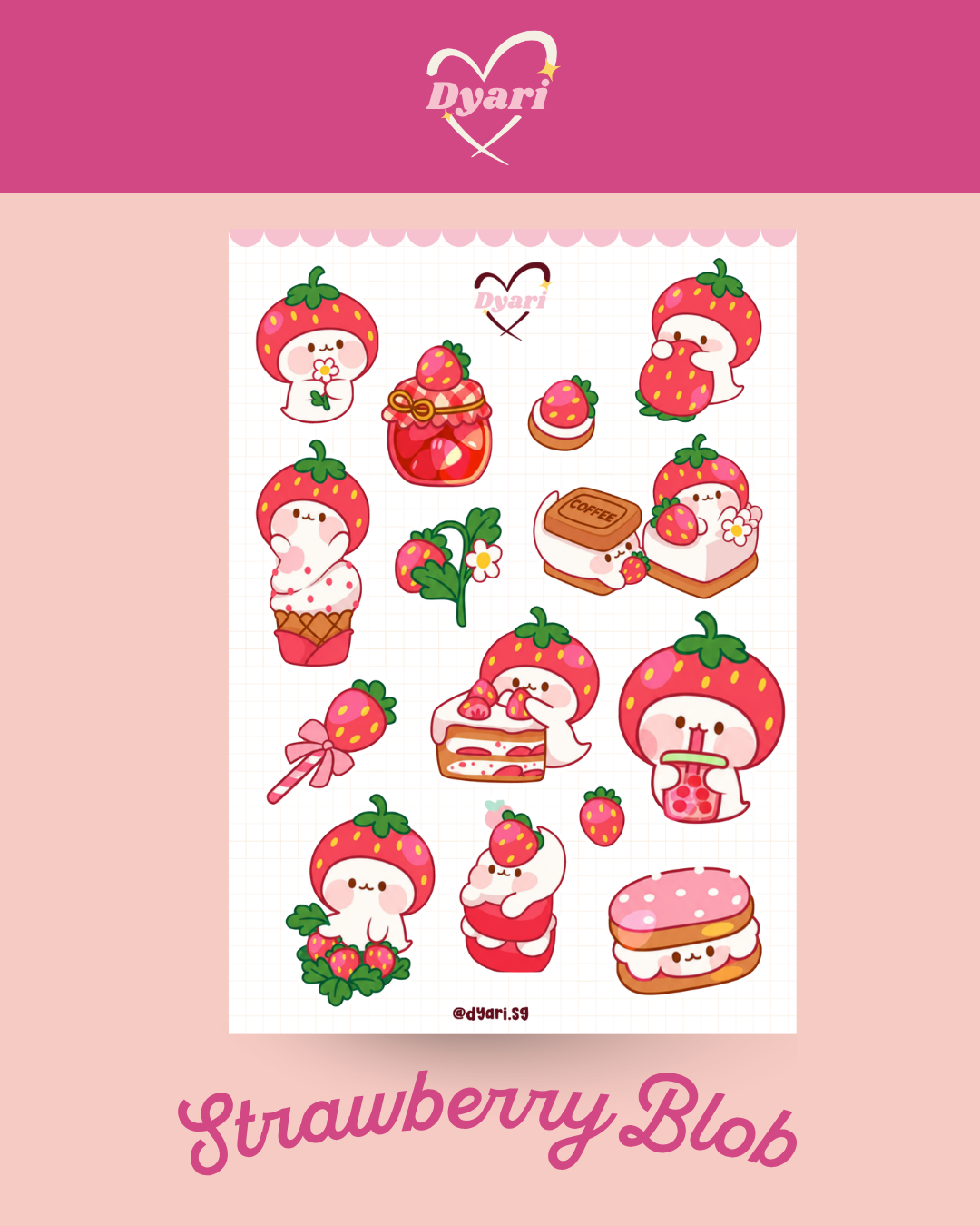 Sticker Sheet: Strawberry Blob
