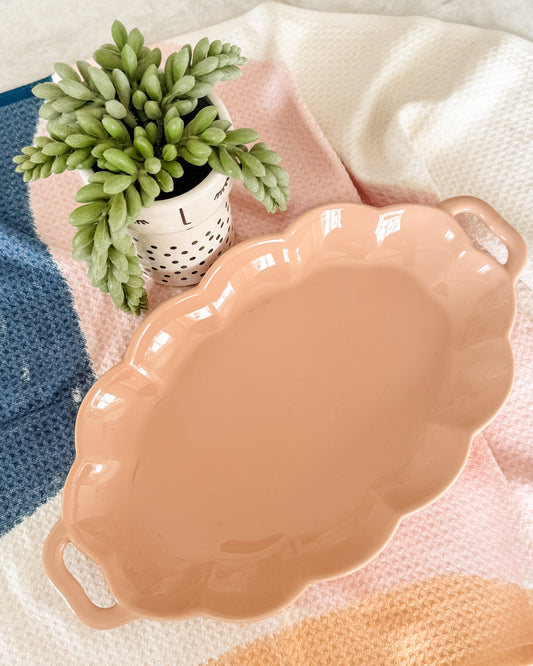 Scallop Oval Dish (Peach Pink)